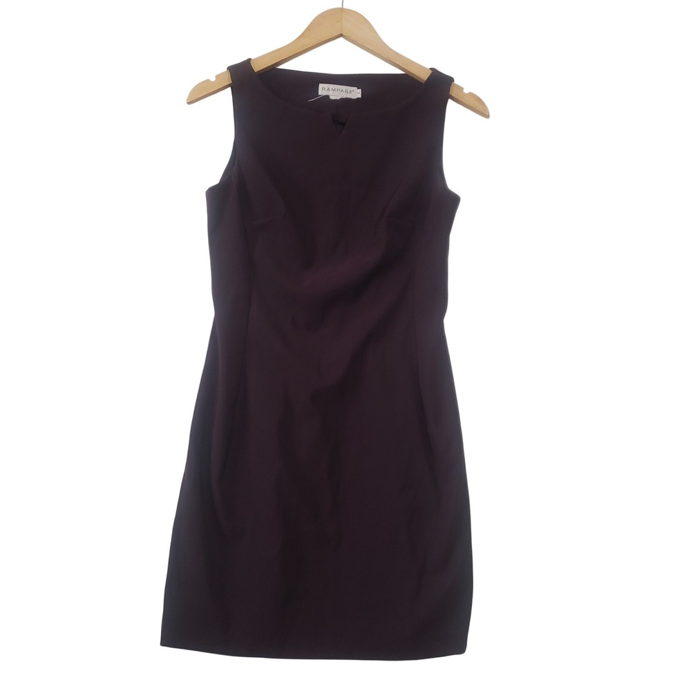 Rampage Sleeveless Sheath Dress Size 5 Purple 90s Vintage Notch Neck Mini Office